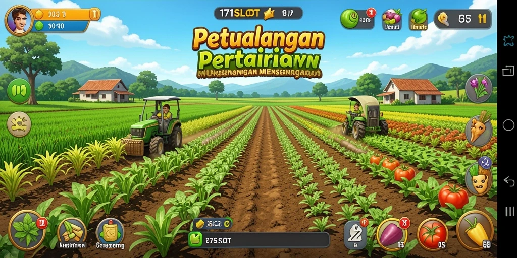 Gameplay 171SLOT menampilkan petualangan bercocok tanam yang seru.