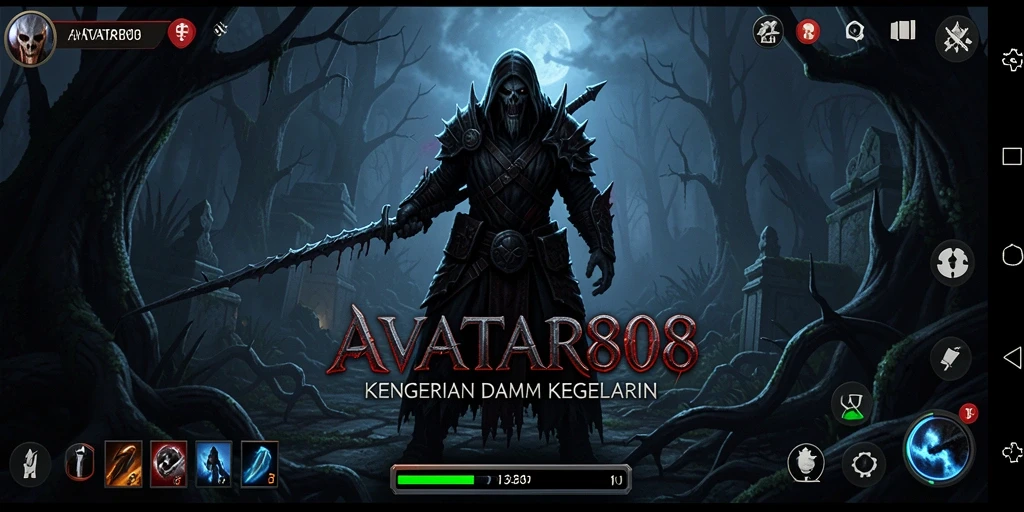 Screenshot gameplay AVATAR808 menampilkan suasana Horror yang mencekam.