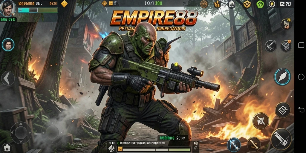 Screenshot gameplay EMPIRE88 yang menunjukkan pertempuran intens dan grafis menawan.