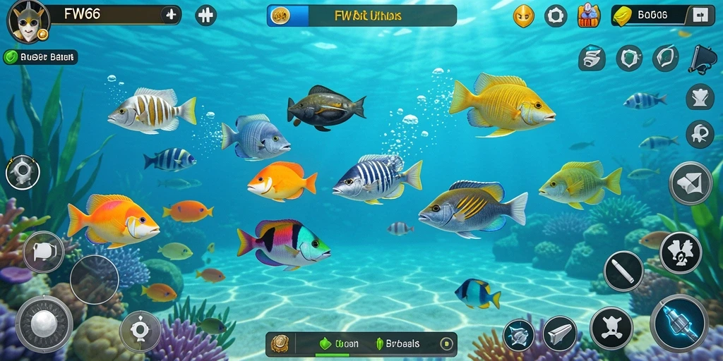 Tangkapan layar game FW66 dengan aksi menembak ikan yang seru.