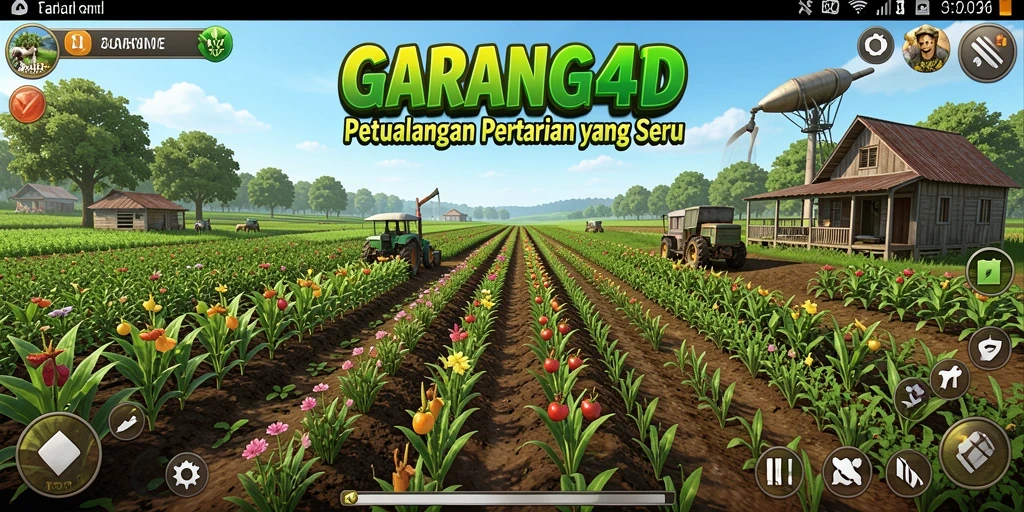 Tangkapan layar gameplay GARANG4D yang menggambarkan pertanian yang indah.