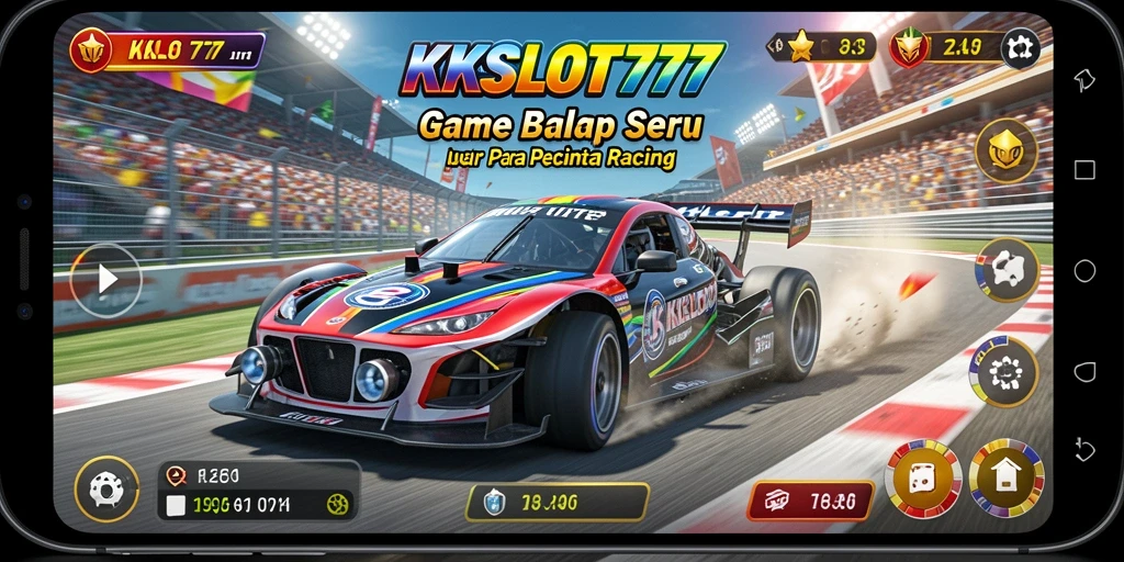 Gameplay KKSLOT777 yang mendebarkan dengan aksi balapan seru.