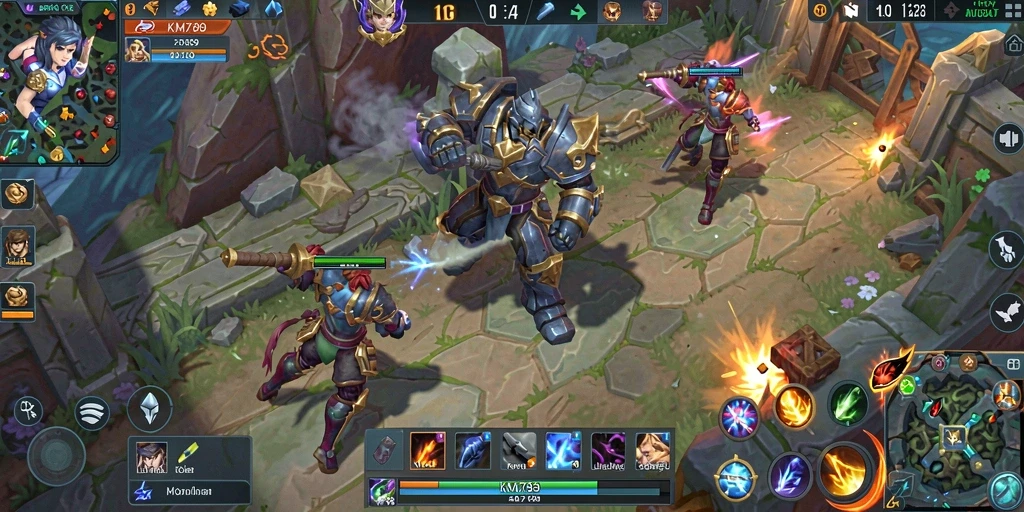 Tampilan screenshot gameplay yang intens dalam pertempuran MOBA.