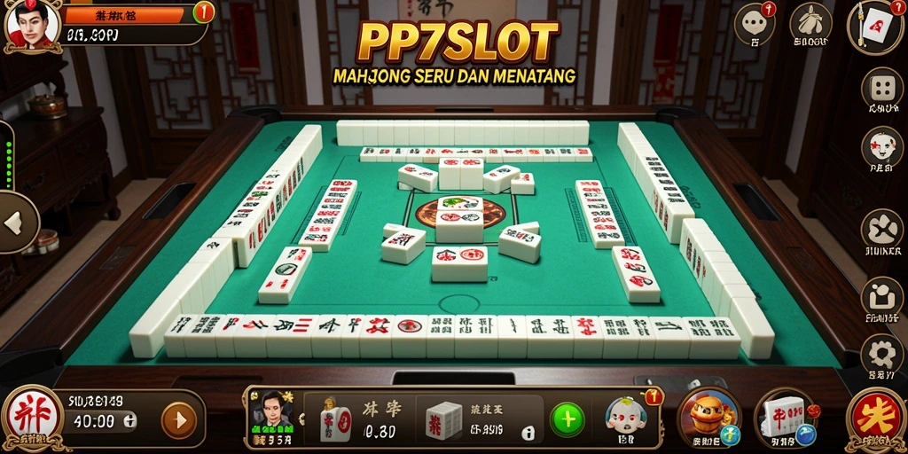 Tampilan gameplay seru di PP7SLOT yang menampilkan ubin Mahjong berwarna.
