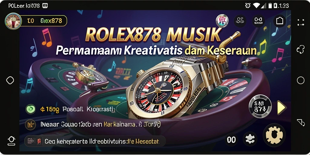 Screenshot utama ROLEX878 menampilkan gameplay seru musik.