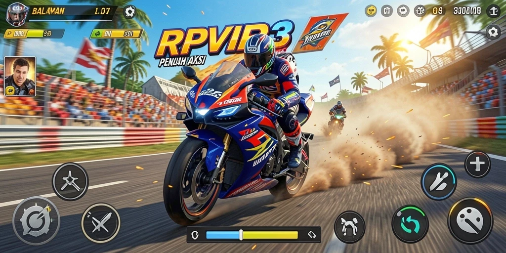 Tampilan balapan motor yang mendebarkan dalam RPVIP3.