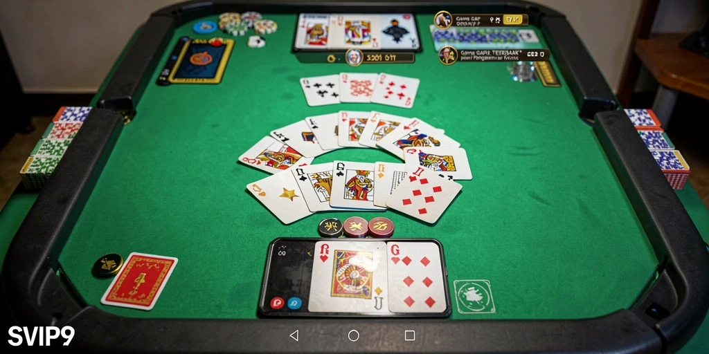 Tampilan menarik gameplay Gaple di SVIP9 dengan pemain aktif.